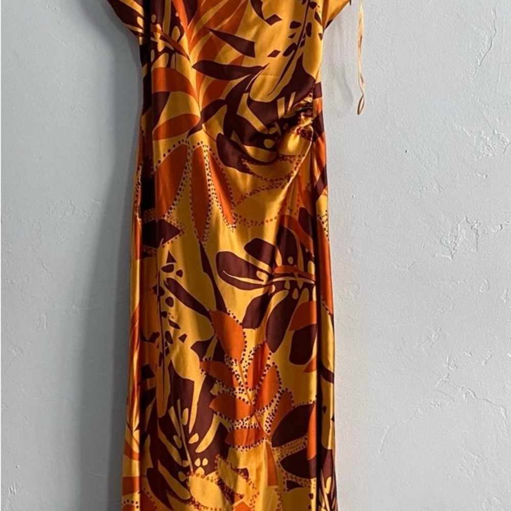 House of Harlow 1960 Vibrant Orange and Brown Maxi  Dress